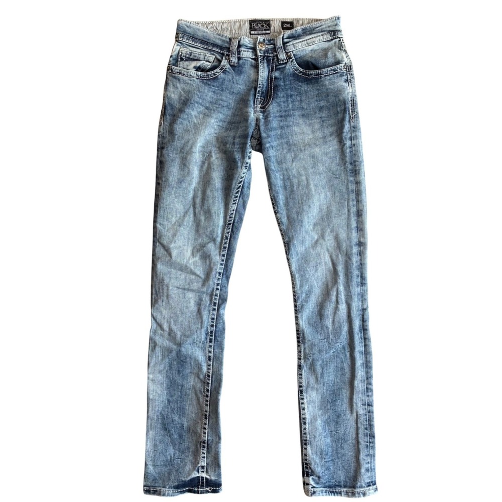 Buckle Black Fit No 3 Straight Leg Jeans Acid Wash Men 28 Long Stretch Denim
